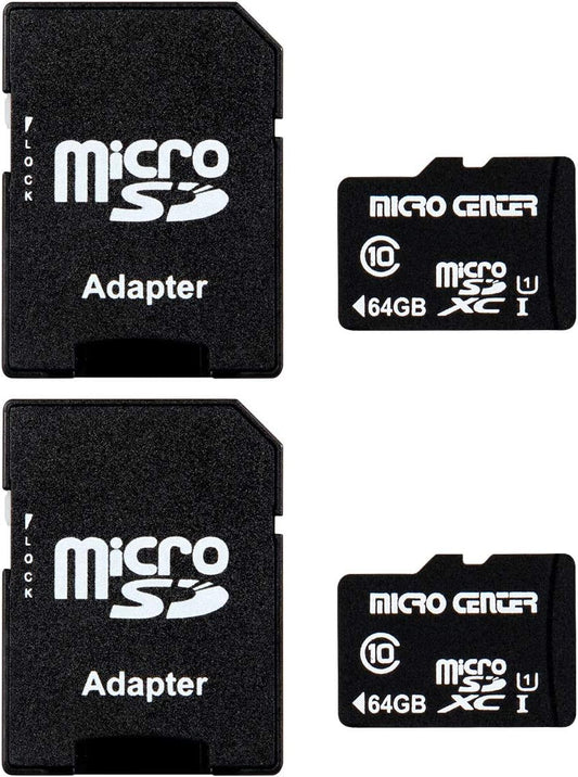 Micro Center 64GB Class 10 Microsdhc Flash Memory Card with Adapter, 2Pack